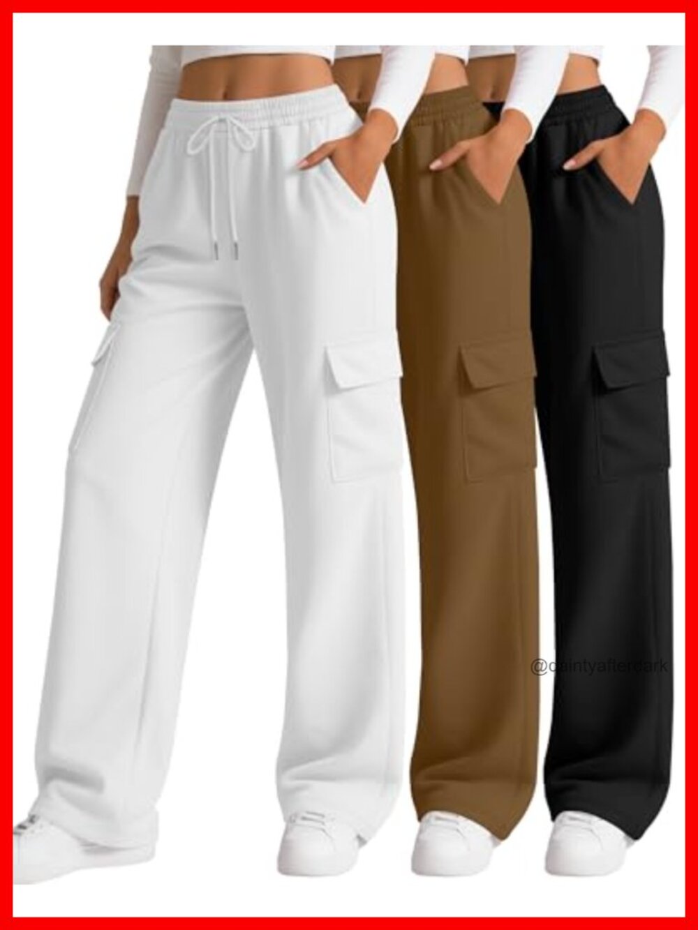 Women's Cargo Sweatpants Baggy Wide Leg Joggers with Pockets